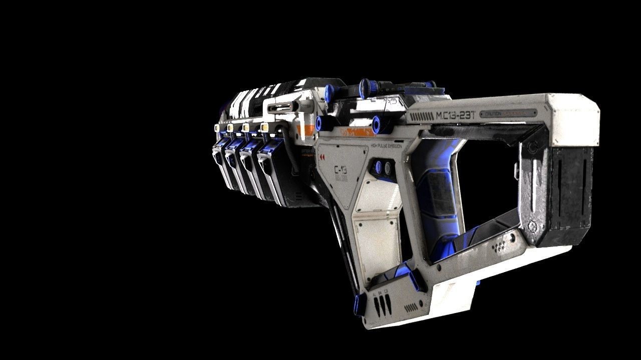 Cyber Gun Low-poly 3D model_4