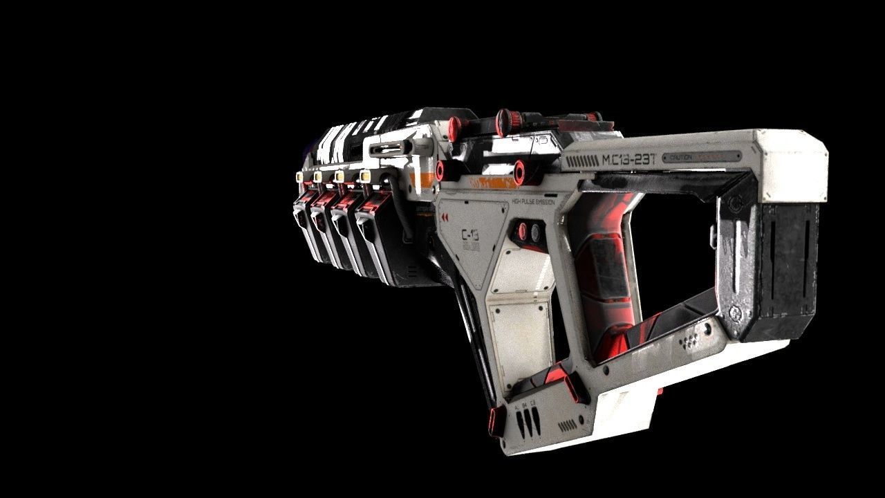 Cyber Gun Low-poly 3D model_5