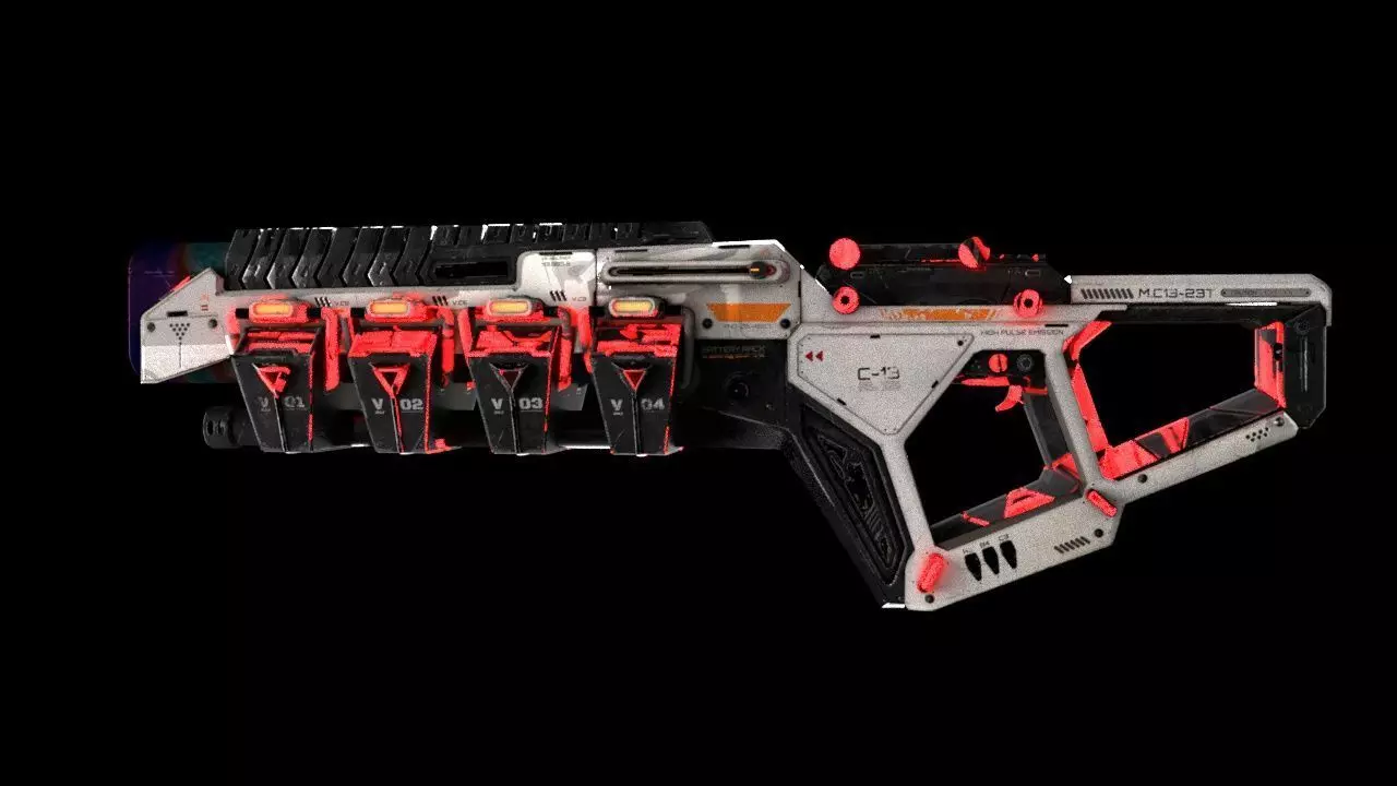 Cyber Gun Low-poly 3D model_0