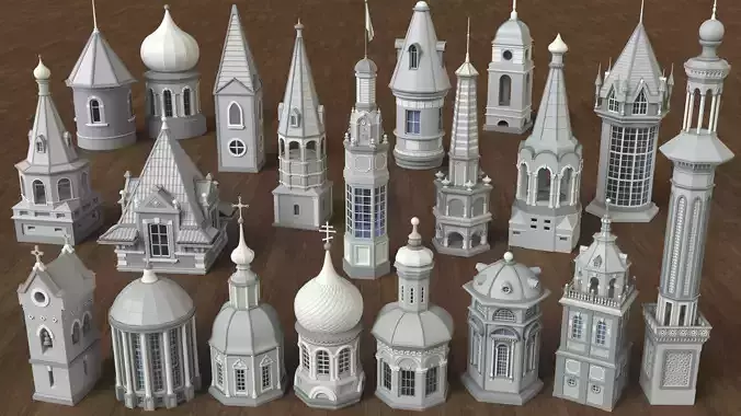 Building Towers Collection 1 - 20 pieces 3D model