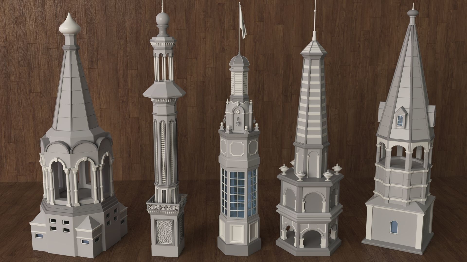 Building Towers Collection 1 - 20 pieces 3D model_2