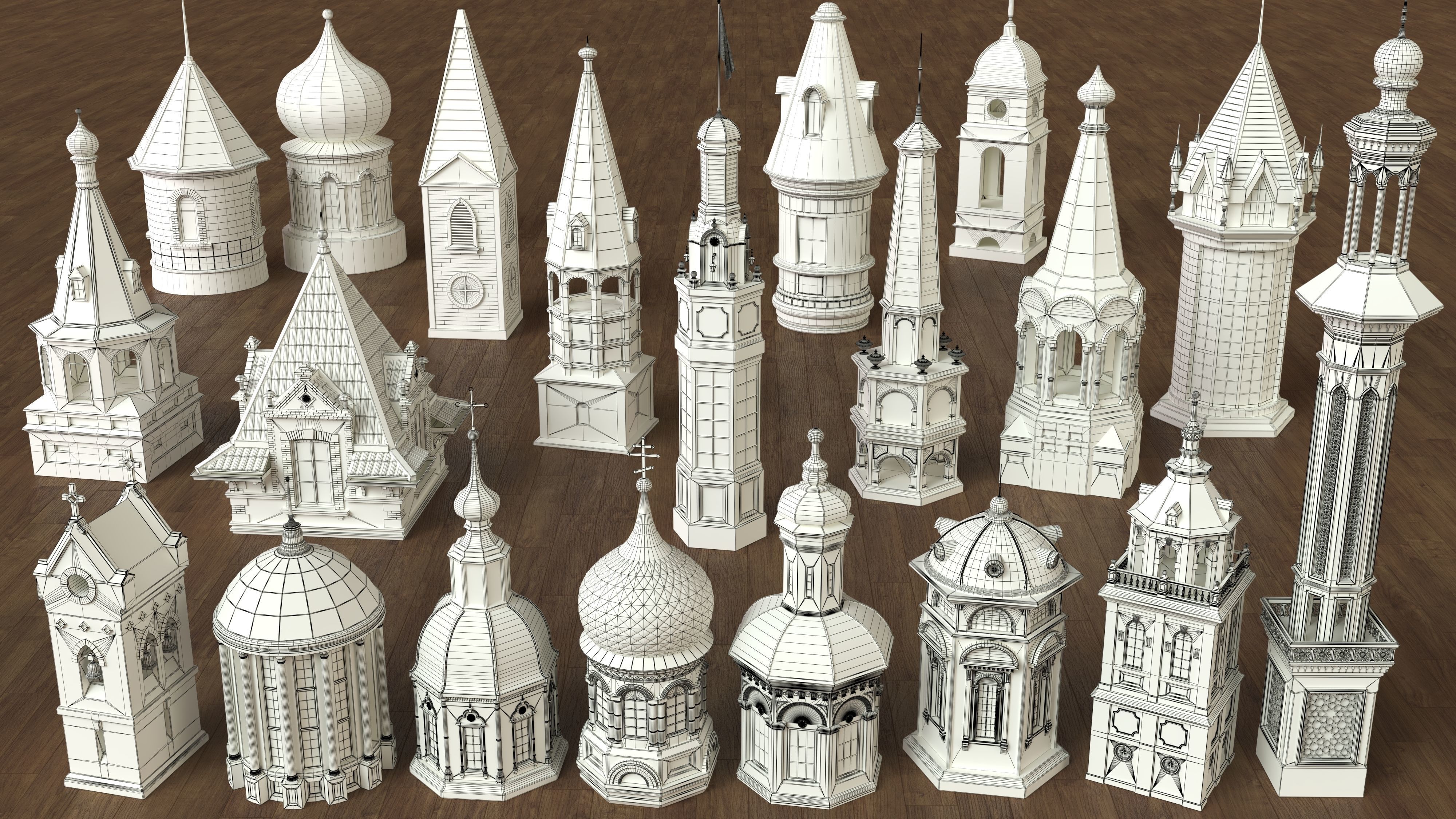 Building Towers Collection 1 - 20 pieces 3D model_1