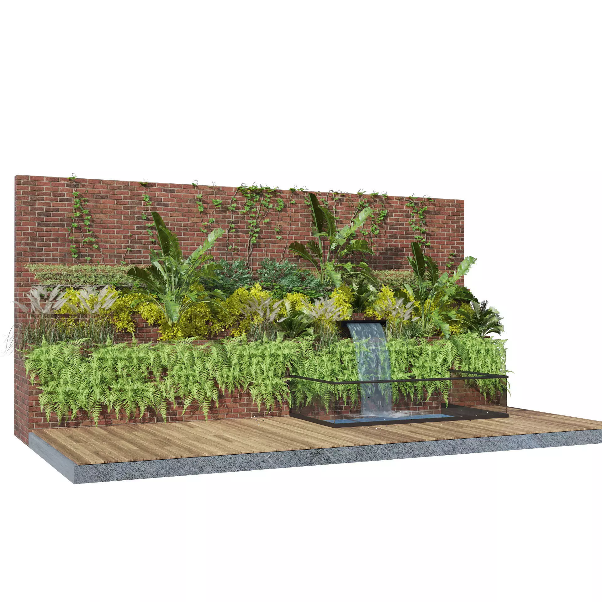 Green wall with water pool 3D model
