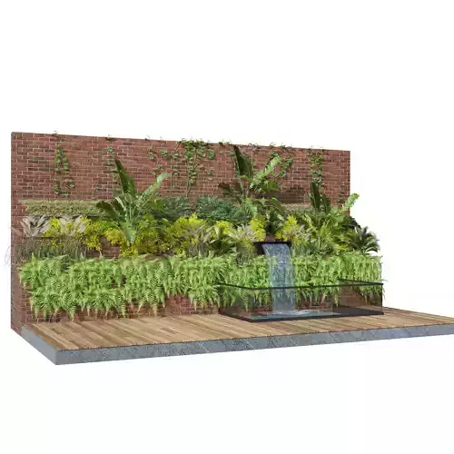 Green wall with water pool 3D model