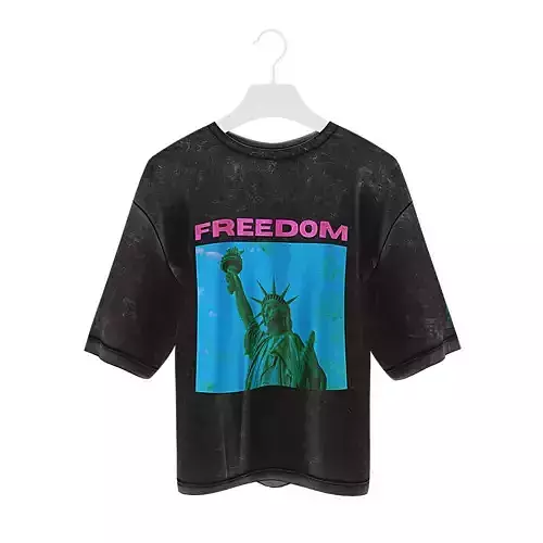 Streetwear 3D T-Shirt - Freedom 03 - Wolves Studio Low-poly 3D model