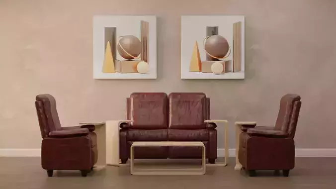 Sofa Set 07 Low-poly 3D model