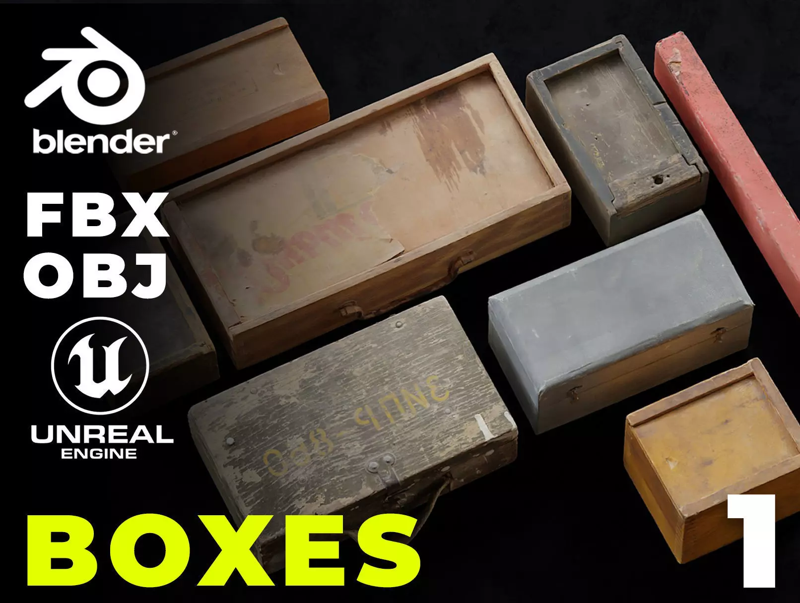 USCANS  Boxes  set 1 Low-poly 3D model_0