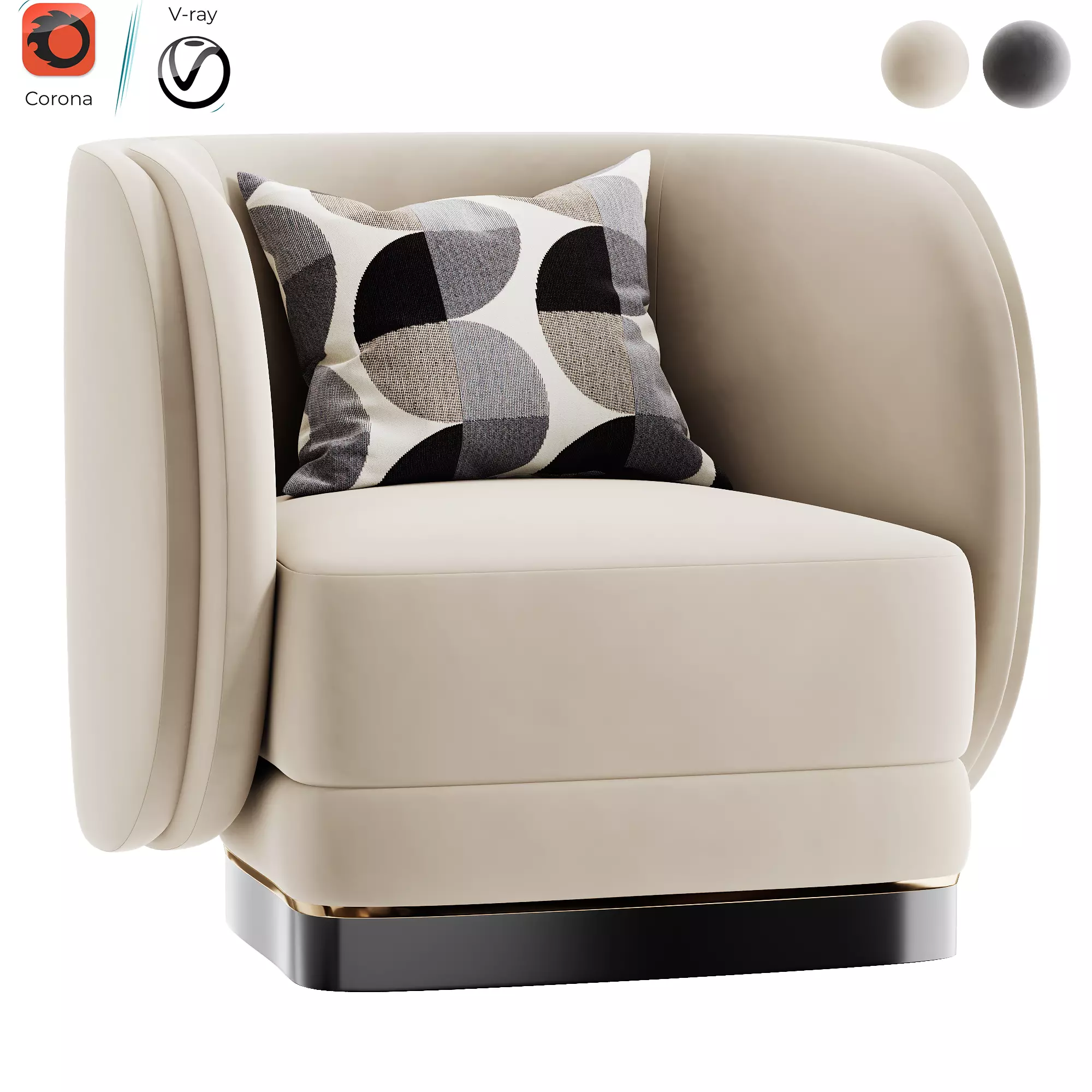 DOWNTON LUXURY ARMCHAIR Low-poly 3D model
