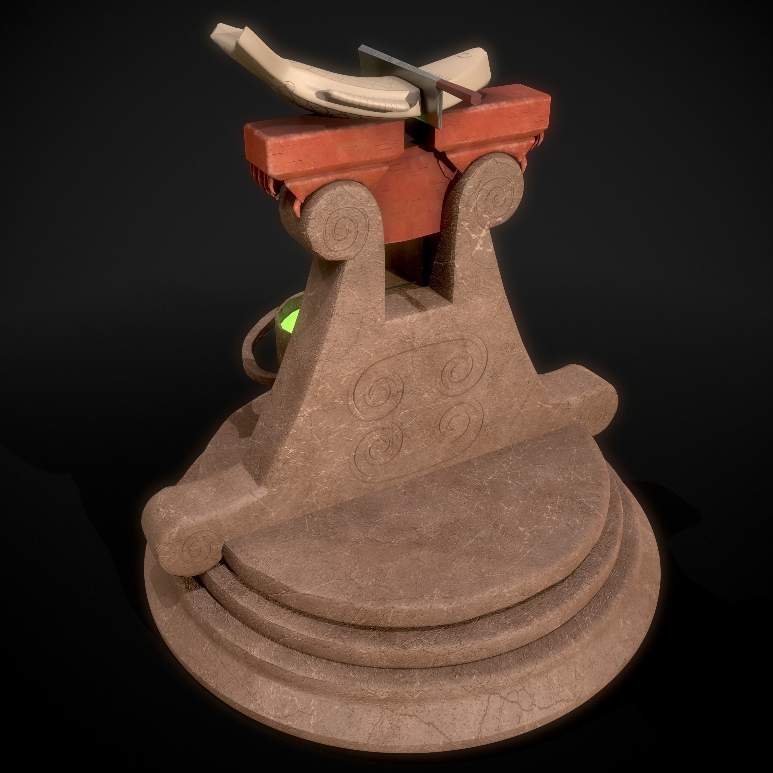 Fish Cutting Board PBR Texturing Low-poly 3D model_7