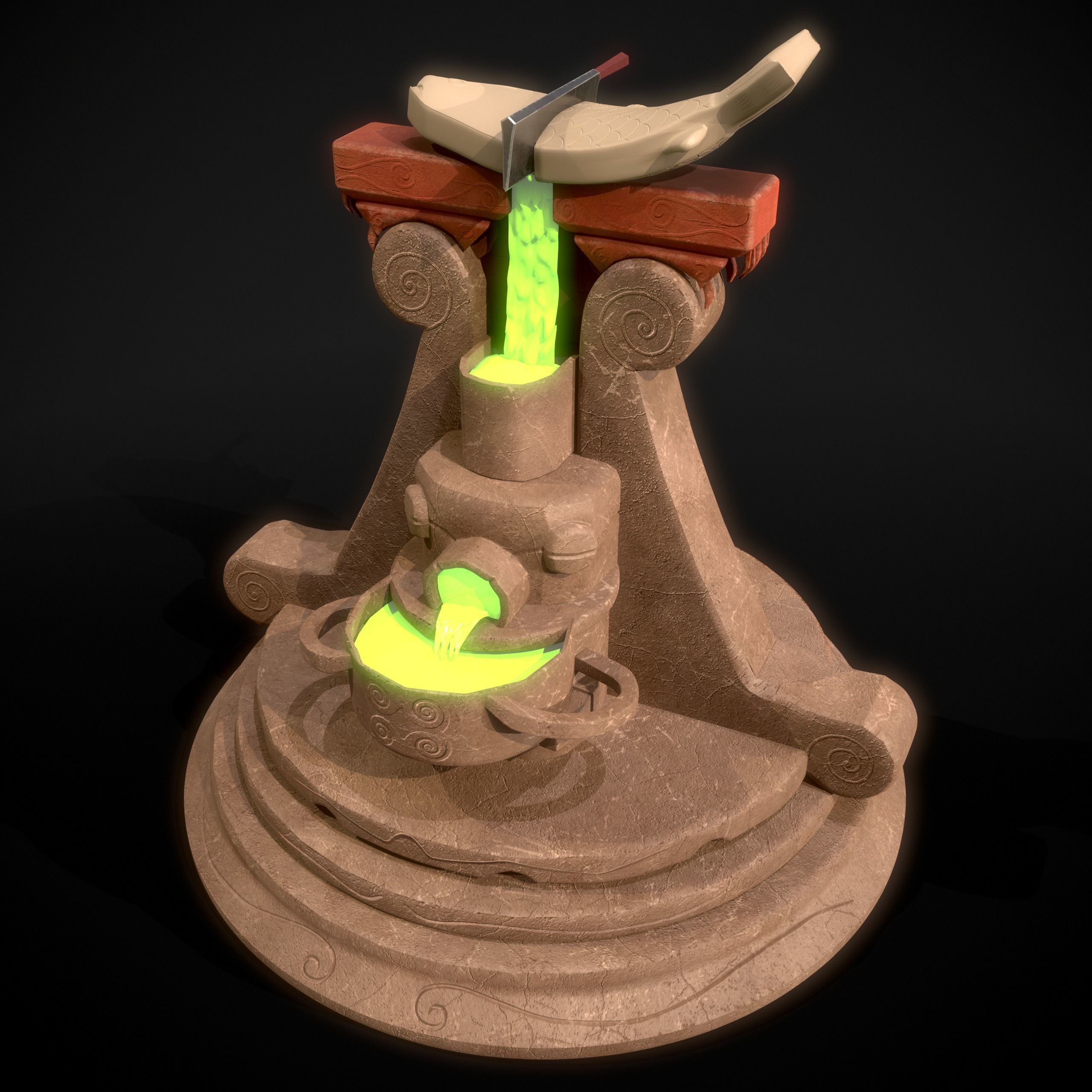 Fish Cutting Board PBR Texturing Low-poly 3D model_5