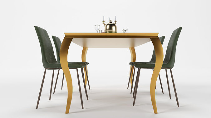 Dining Table Set 01 3D model 7