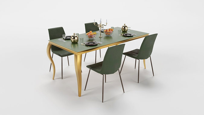 Dining Table Set 01 3D model 4