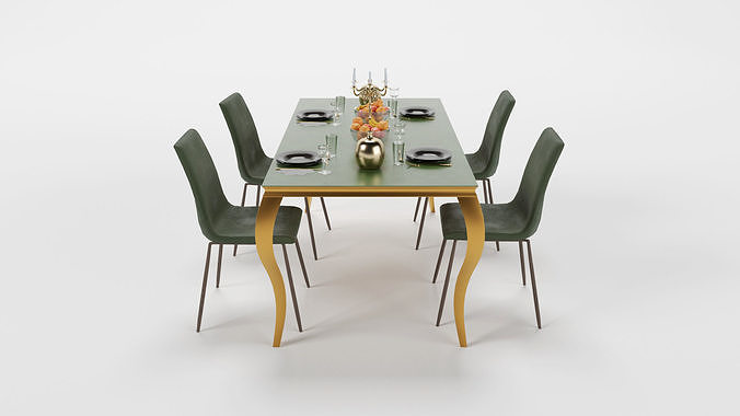 Dining Table Set 01 3D model 6