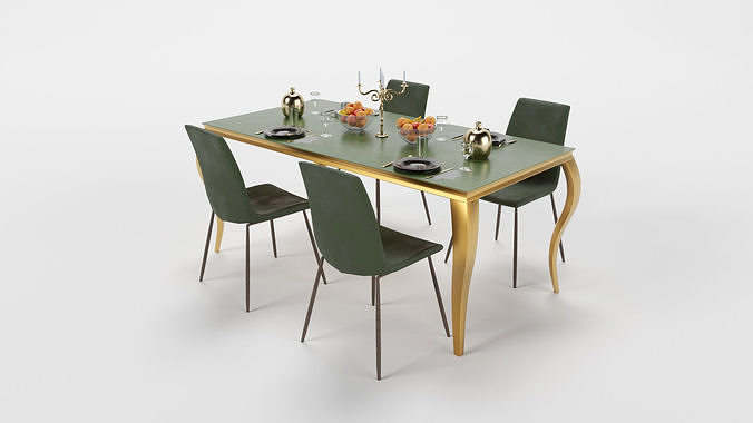 Dining Table Set 01 3D model 2