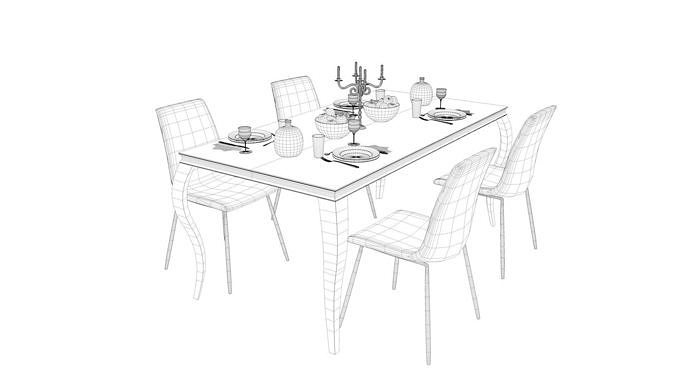 Dining Table Set 01 3D model 5
