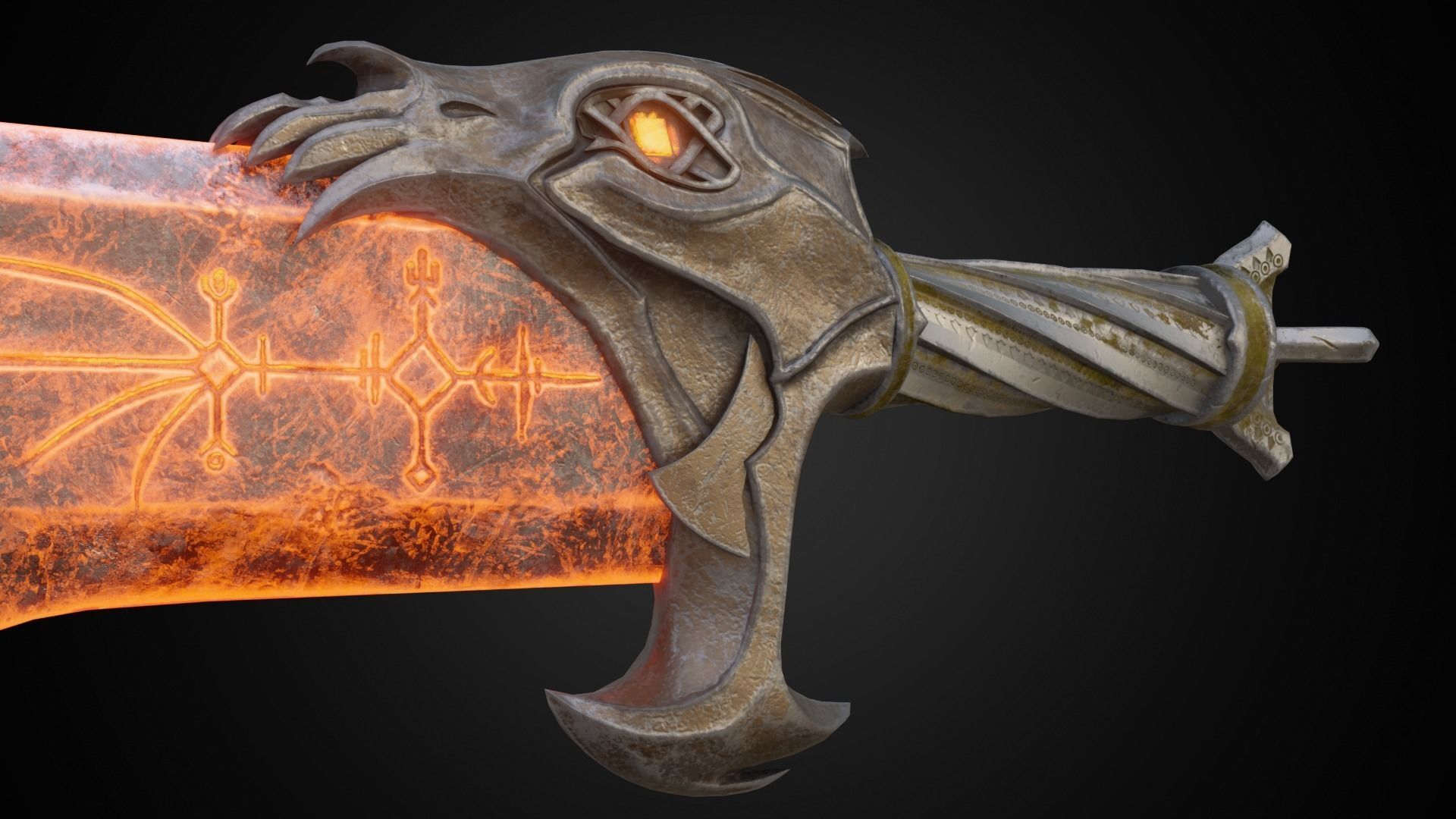 Chaos blades God of war ragnarok Low-poly 3D model_5