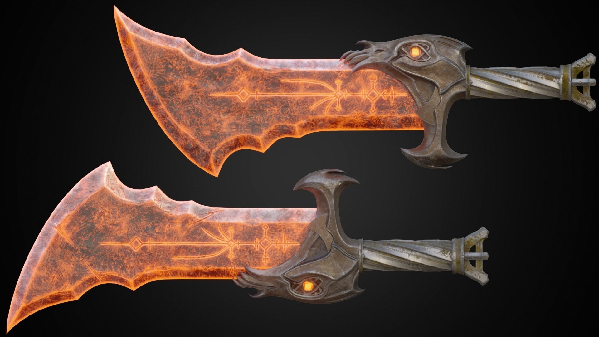 Chaos blades God of war ragnarok Low-poly 3D model_2