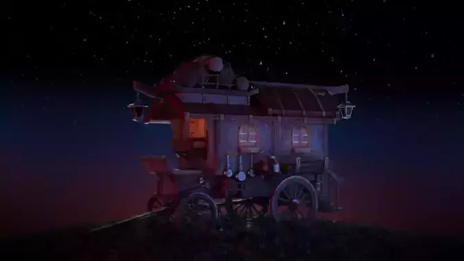 Wooden wagon Horse cart PBR