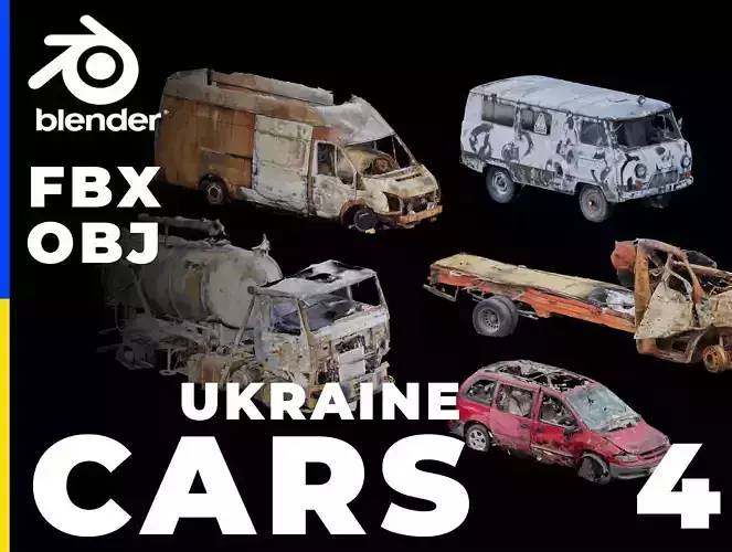 USCANS Ukraine  Cars set 4 Low-poly 3D model