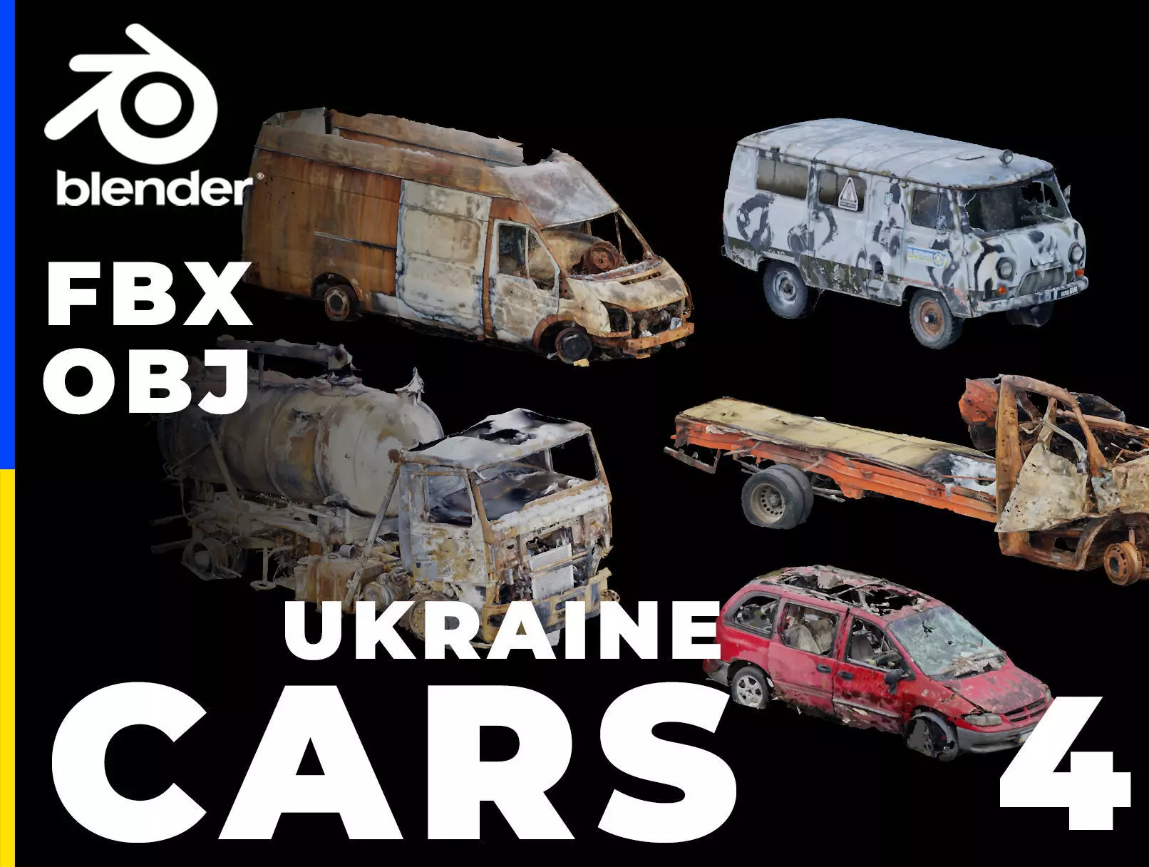 USCANS Ukraine  Cars set 4 Low-poly 3D model_0