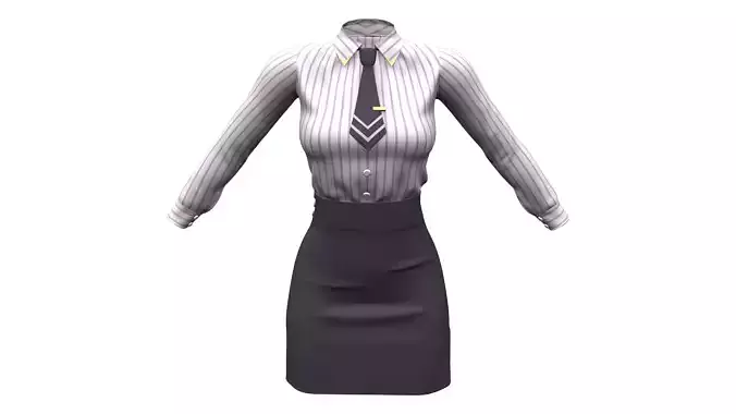Mini Skirt Shirt Tie Female Office Outfit