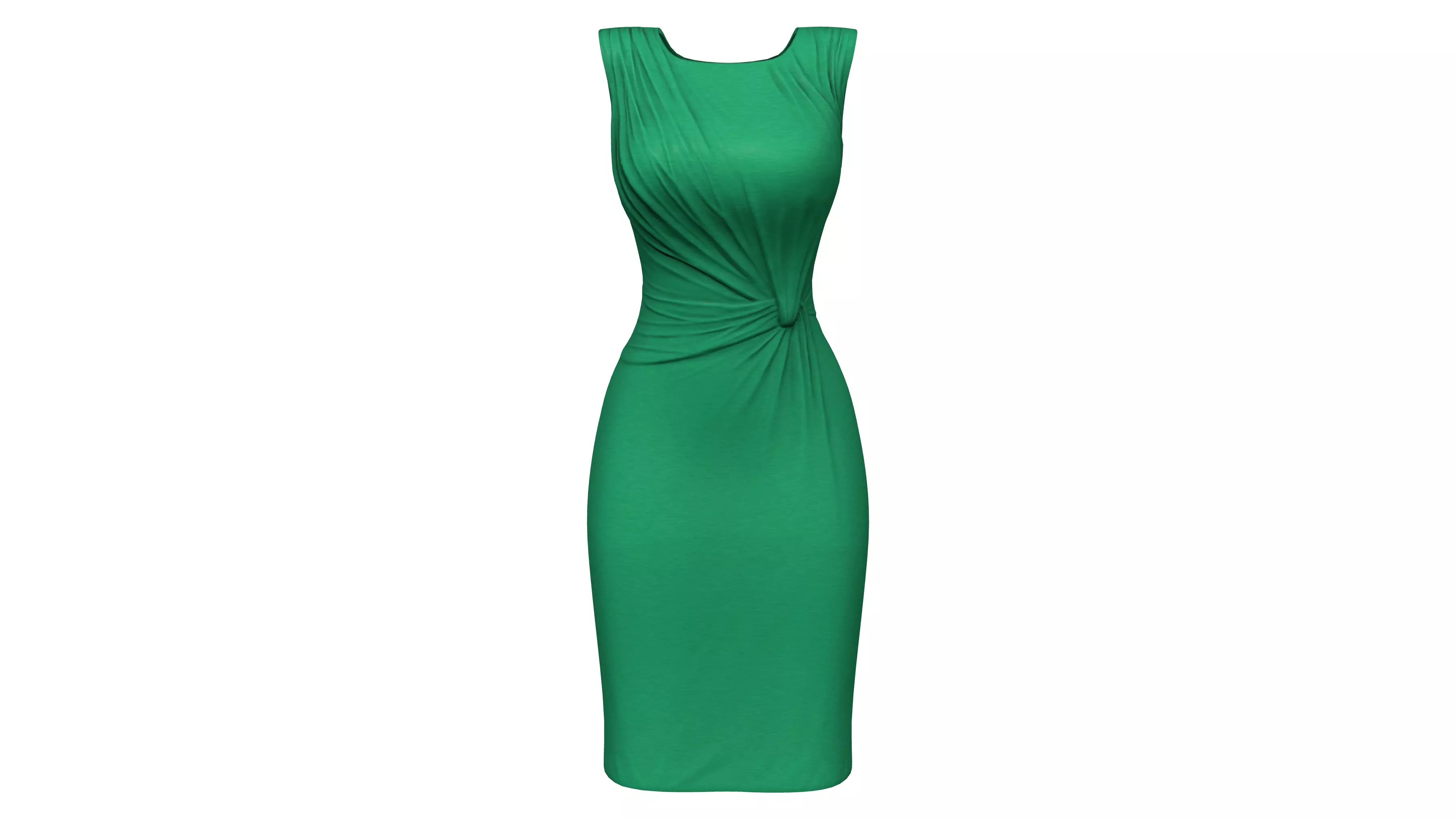 Side Gathered Knot Sleeveless Royal Green Female Dress Low-poly 3D model