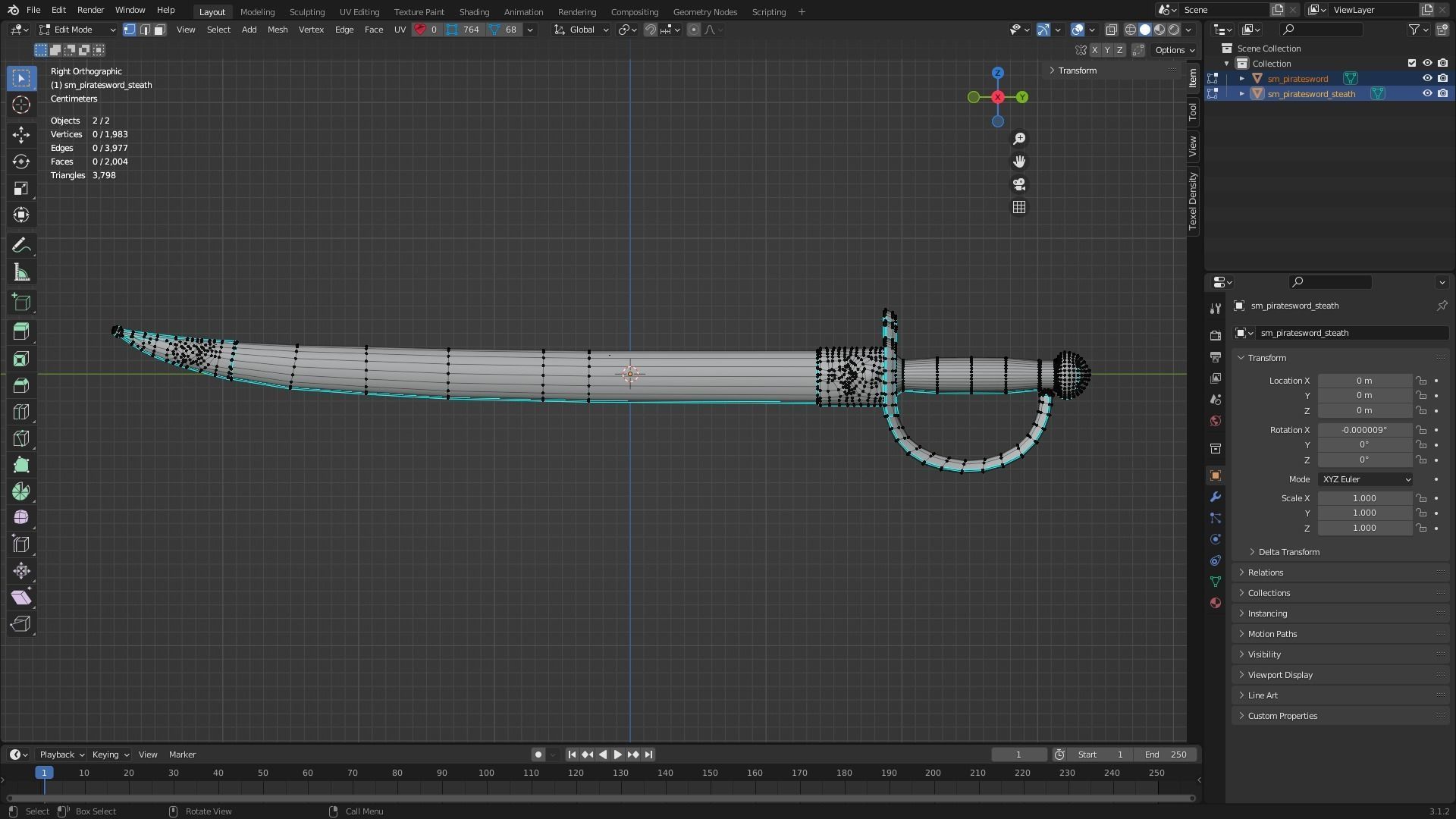 Pirates Sword Low-poly 3D model_9