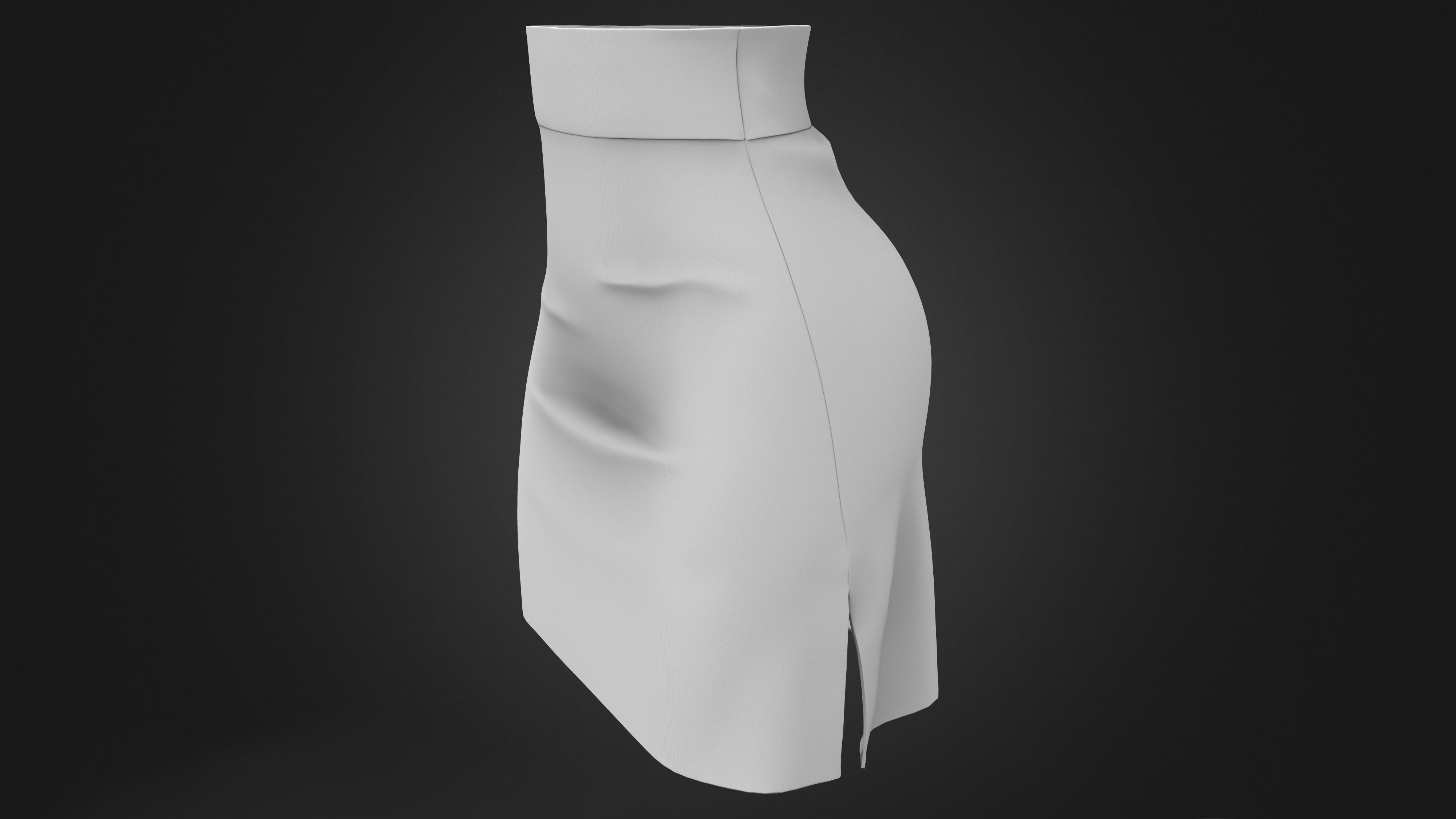 Female Side Slits High Waist Mini Office Skirt Low-poly 3D model_8