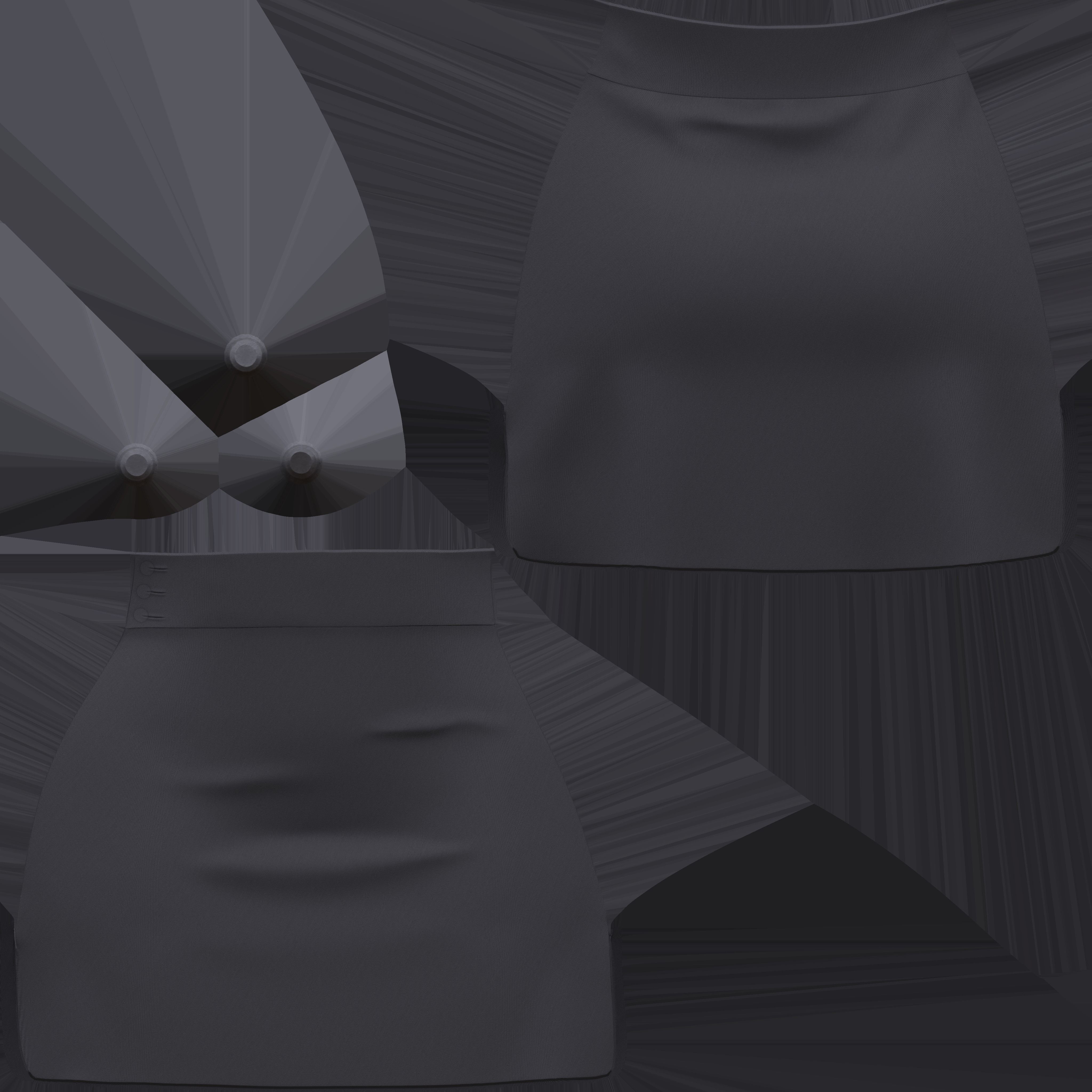 Female Side Slits High Waist Mini Office Skirt Low-poly 3D model_9