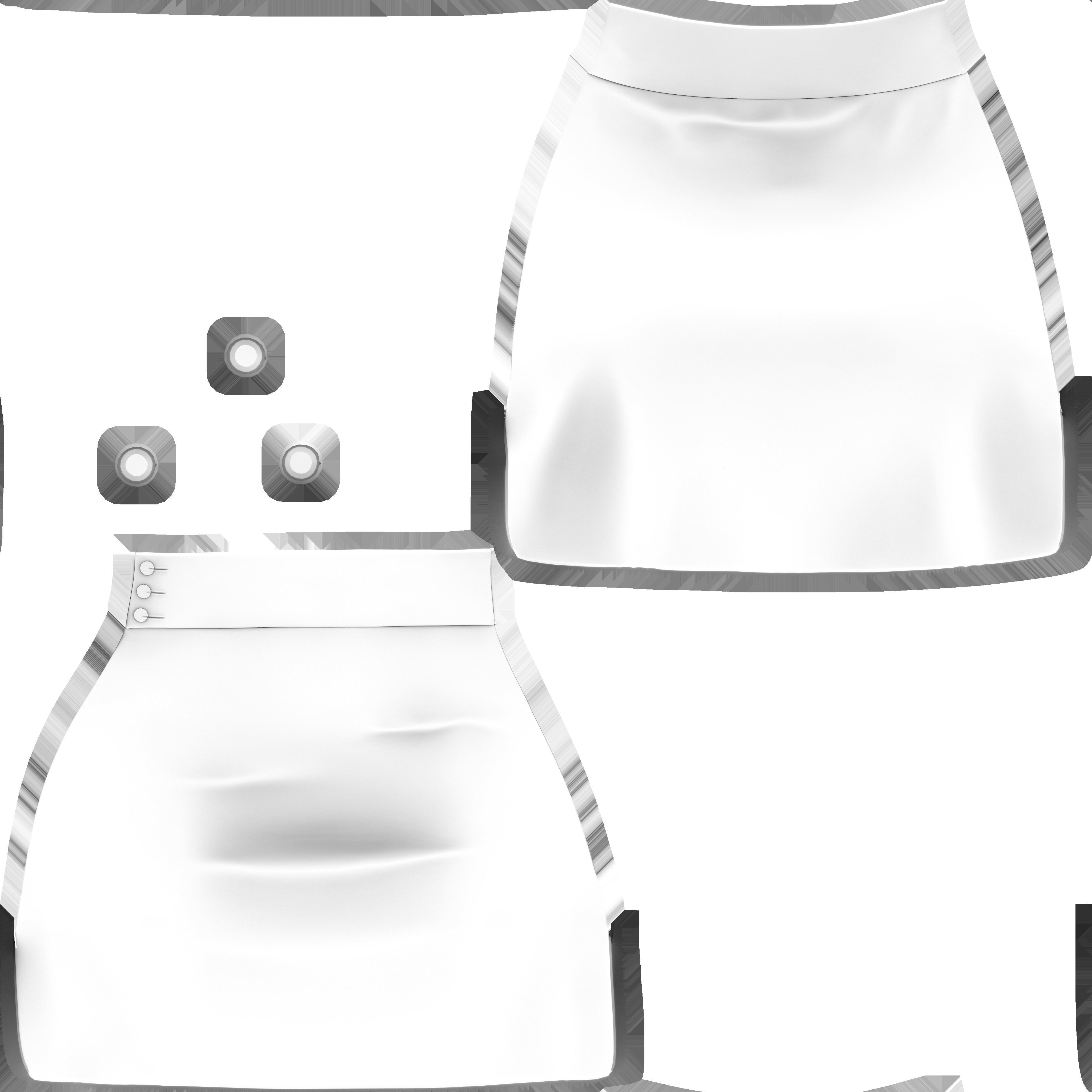 Female Side Slits High Waist Mini Office Skirt Low-poly 3D model_11