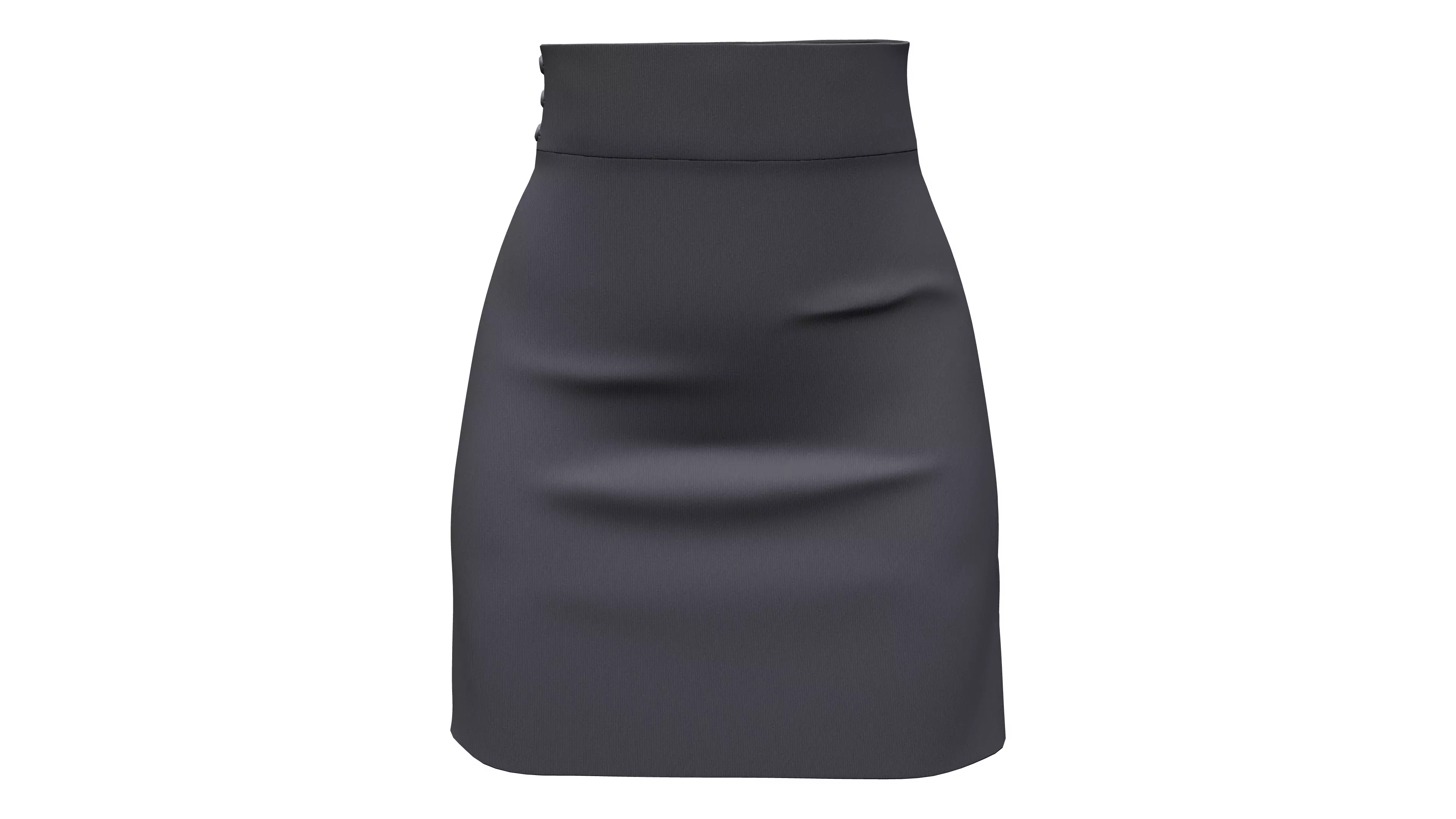 Female Side Slits High Waist Mini Office Skirt Low-poly 3D model_0