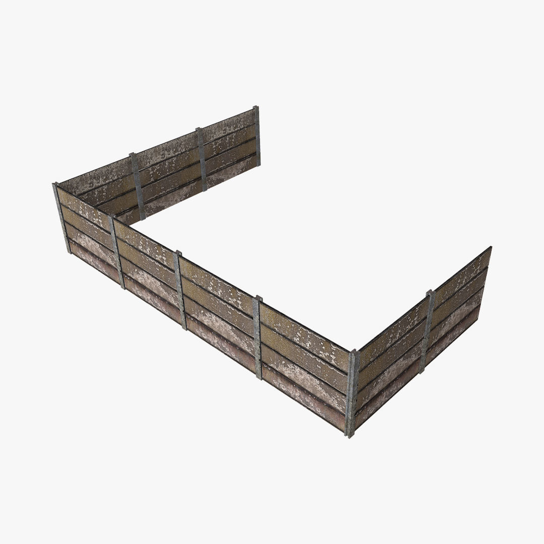 Modular Fence Pack Low-poly 3D model_5