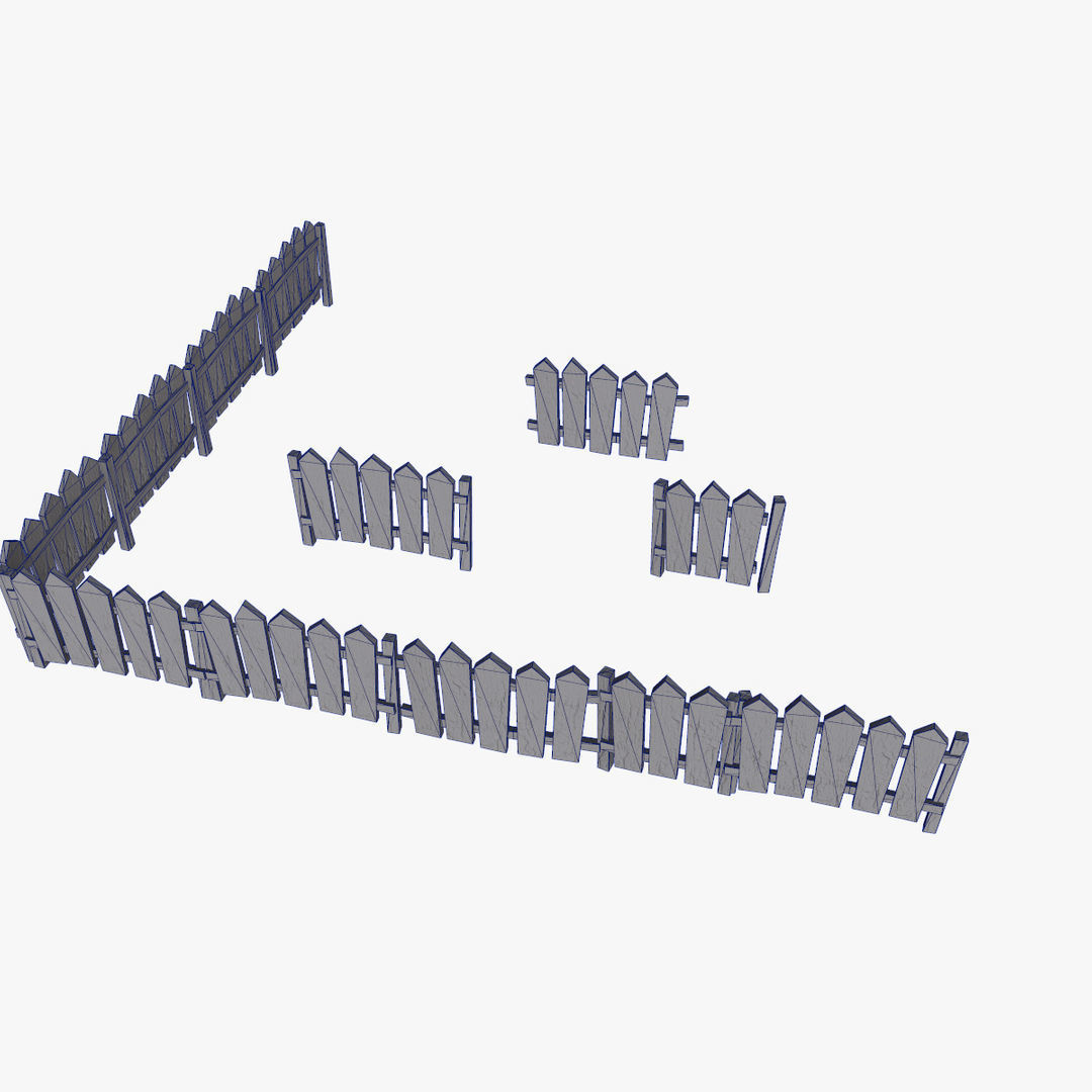 Modular Fence Pack Low-poly 3D model_11
