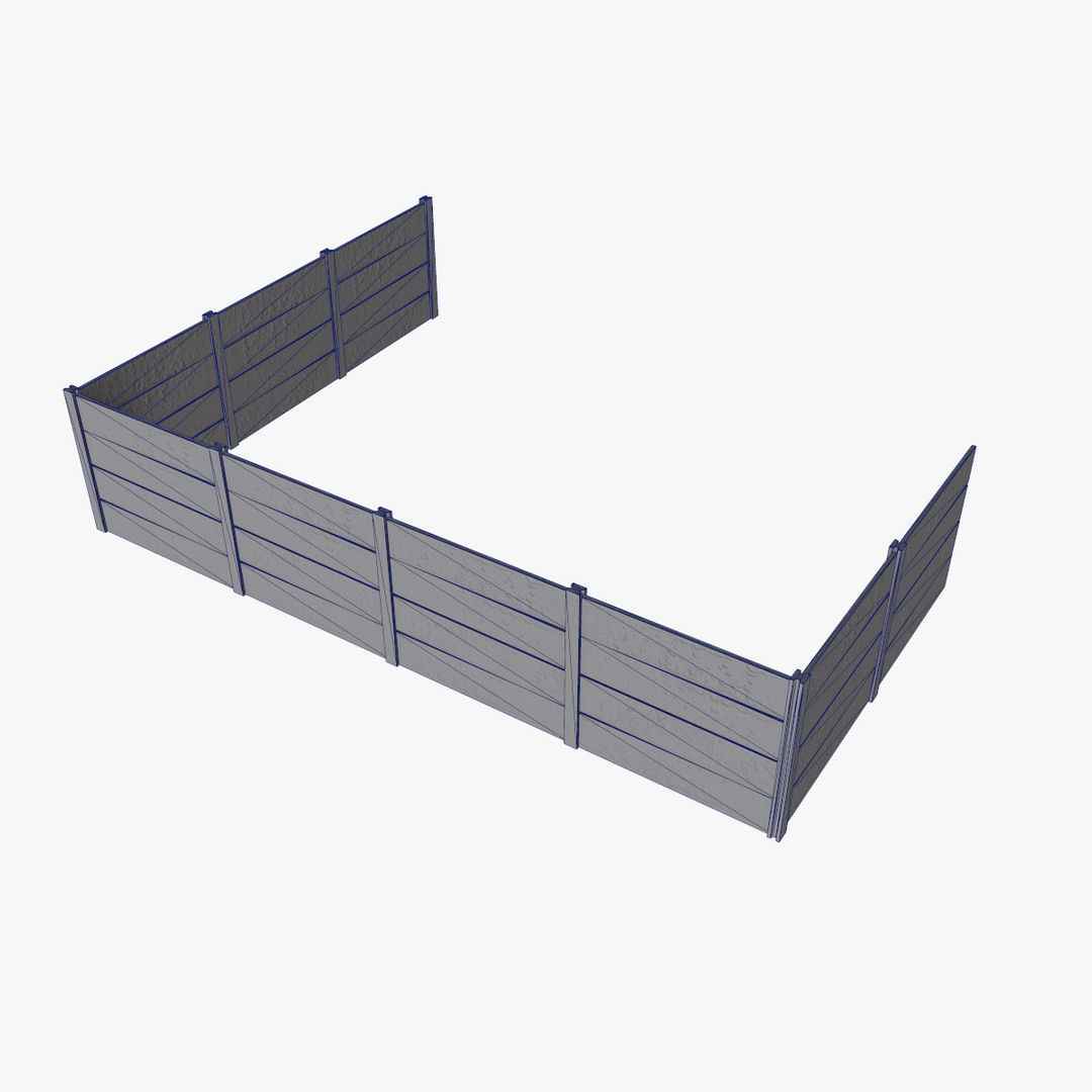 Modular Fence Pack Low-poly 3D model_13