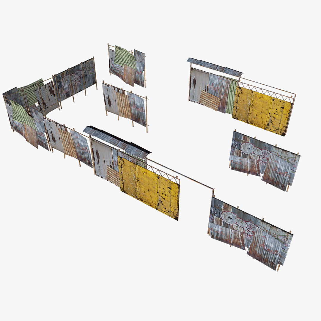 Modular Fence Pack Low-poly 3D model_9