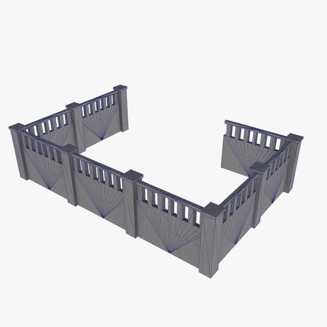 Modular Fence Pack Low-poly 3D model_16