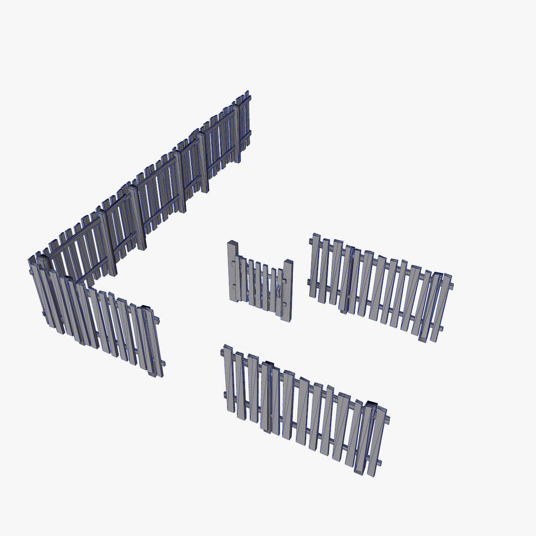 Modular Fence Pack Low-poly 3D model_14