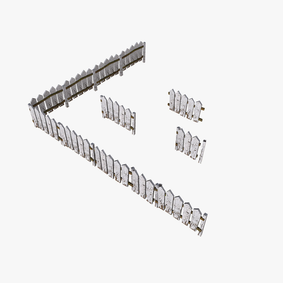 Modular Fence Pack Low-poly 3D model_8