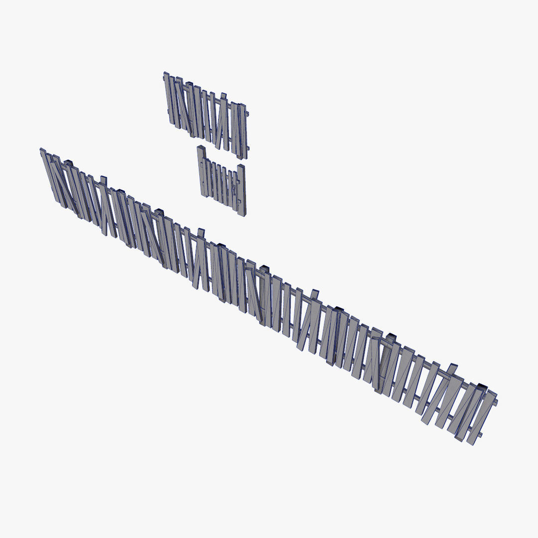 Modular Fence Pack Low-poly 3D model_12