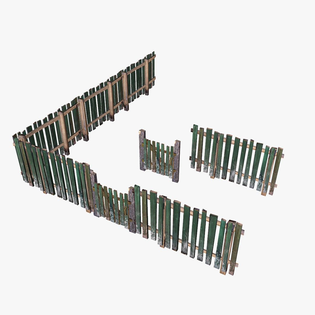 Modular Fence Pack Low-poly 3D model_7