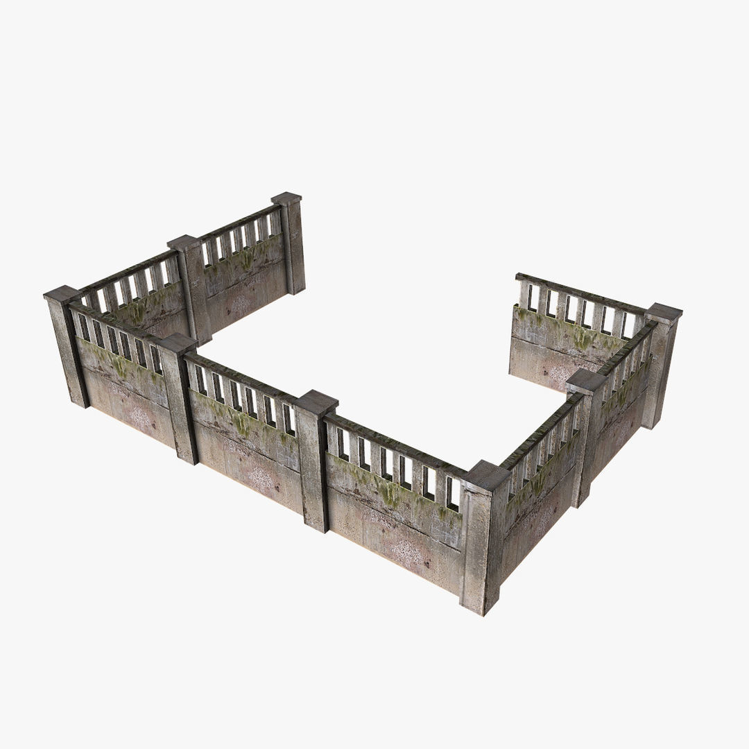 Modular Fence Pack Low-poly 3D model_3