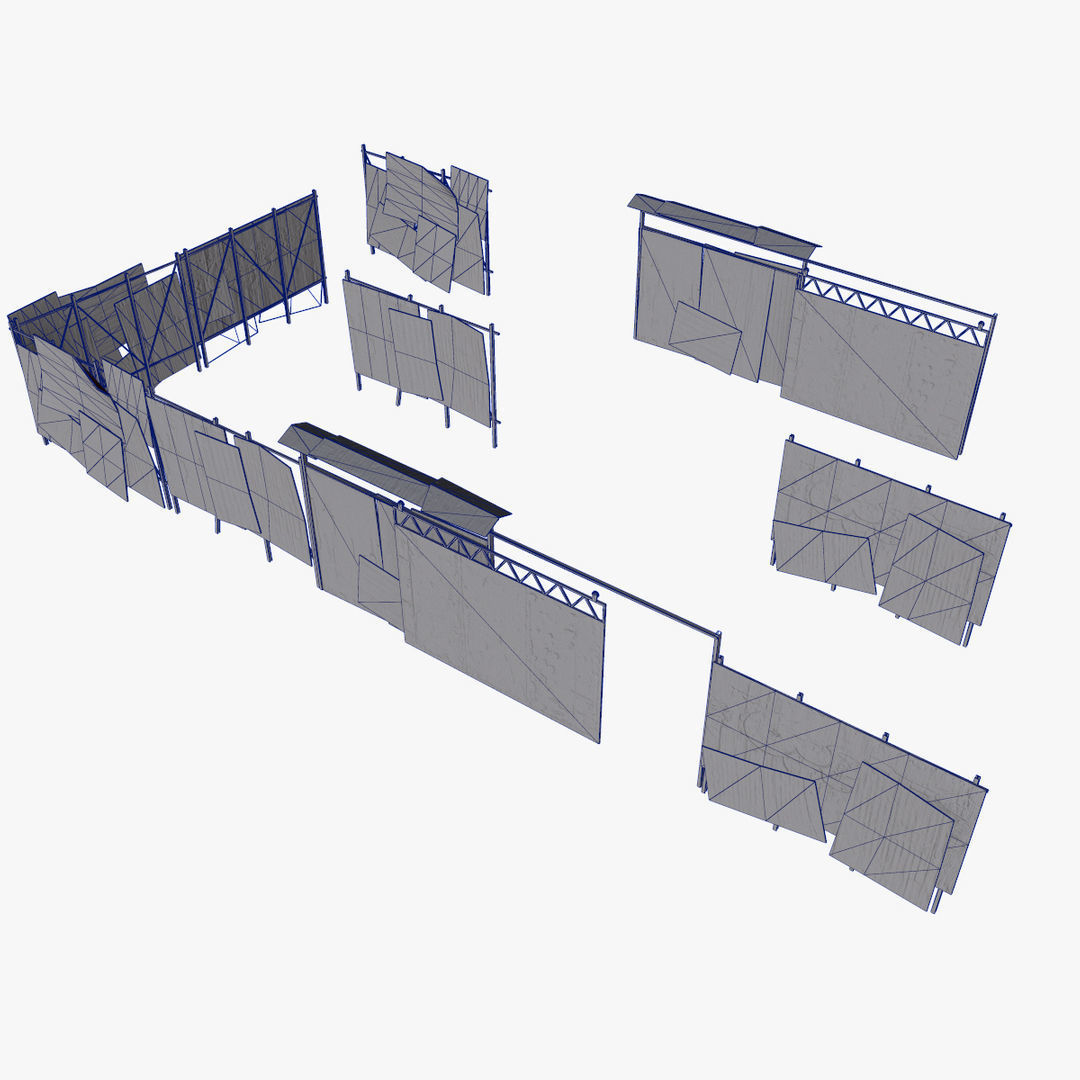 Modular Fence Pack Low-poly 3D model_17