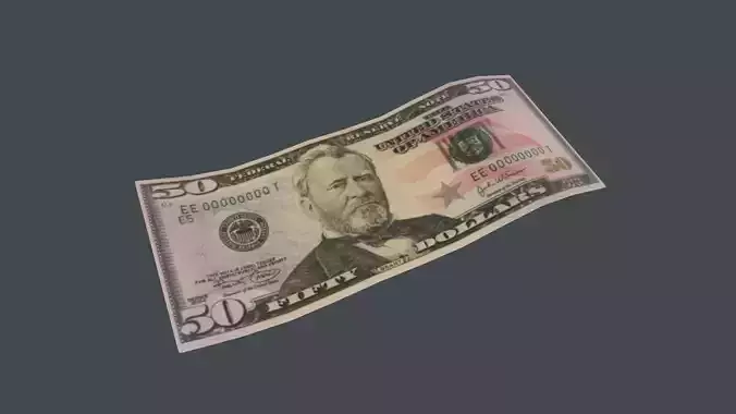 50 Dollar Bill 3D Model Low-poly 3D model