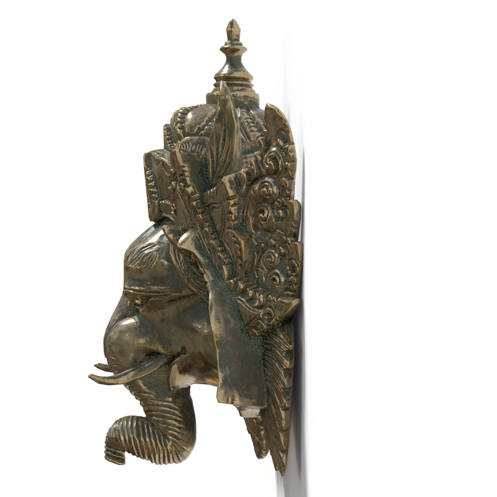 Bronze and Stone Ganesha Masks Low-poly 3D model_3