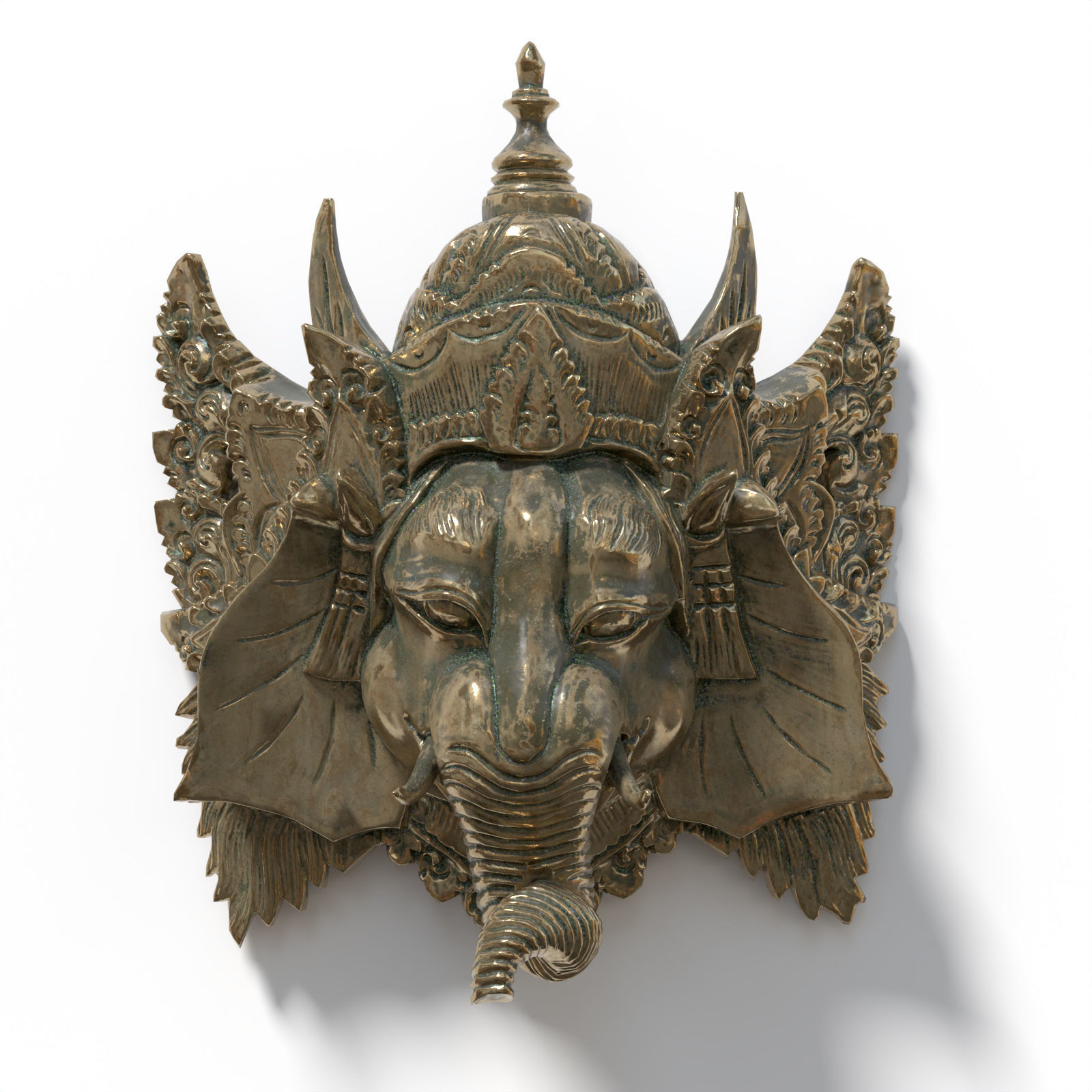 Bronze and Stone Ganesha Masks Low-poly 3D model_2