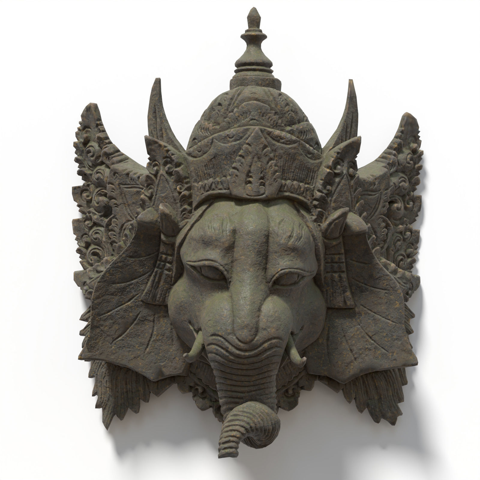 Bronze and Stone Ganesha Masks Low-poly 3D model_8