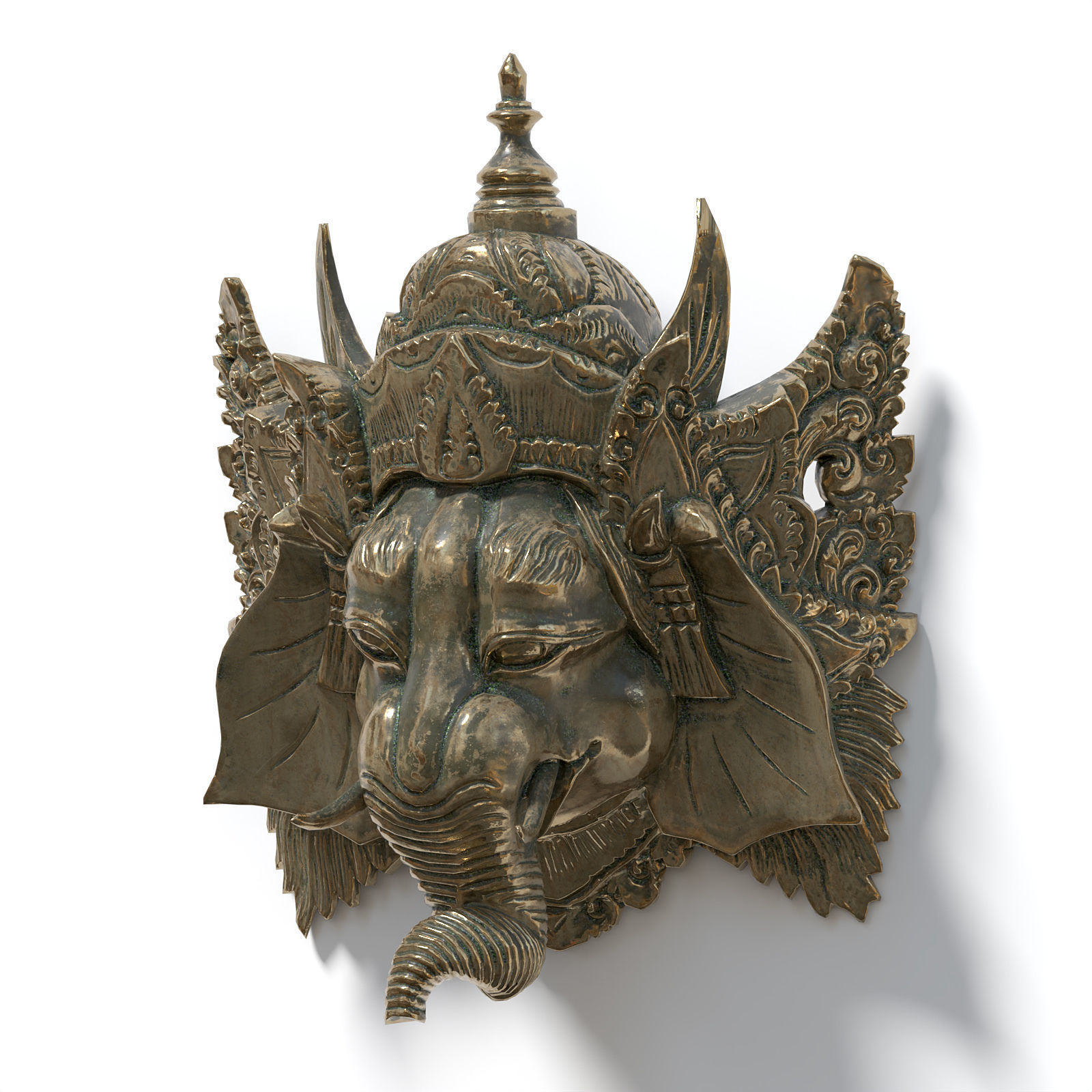 Bronze and Stone Ganesha Masks Low-poly 3D model_1