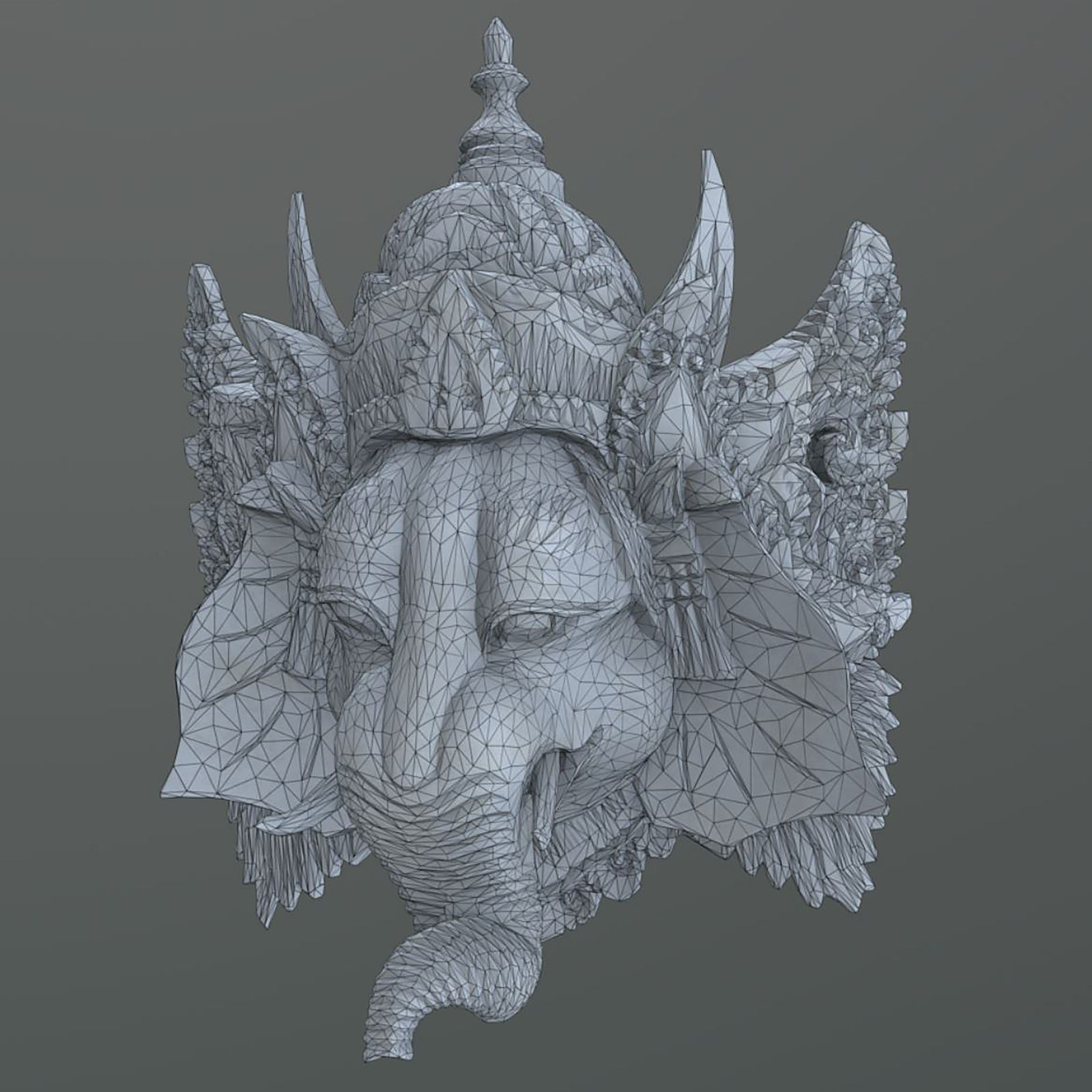 Bronze and Stone Ganesha Masks Low-poly 3D model_13