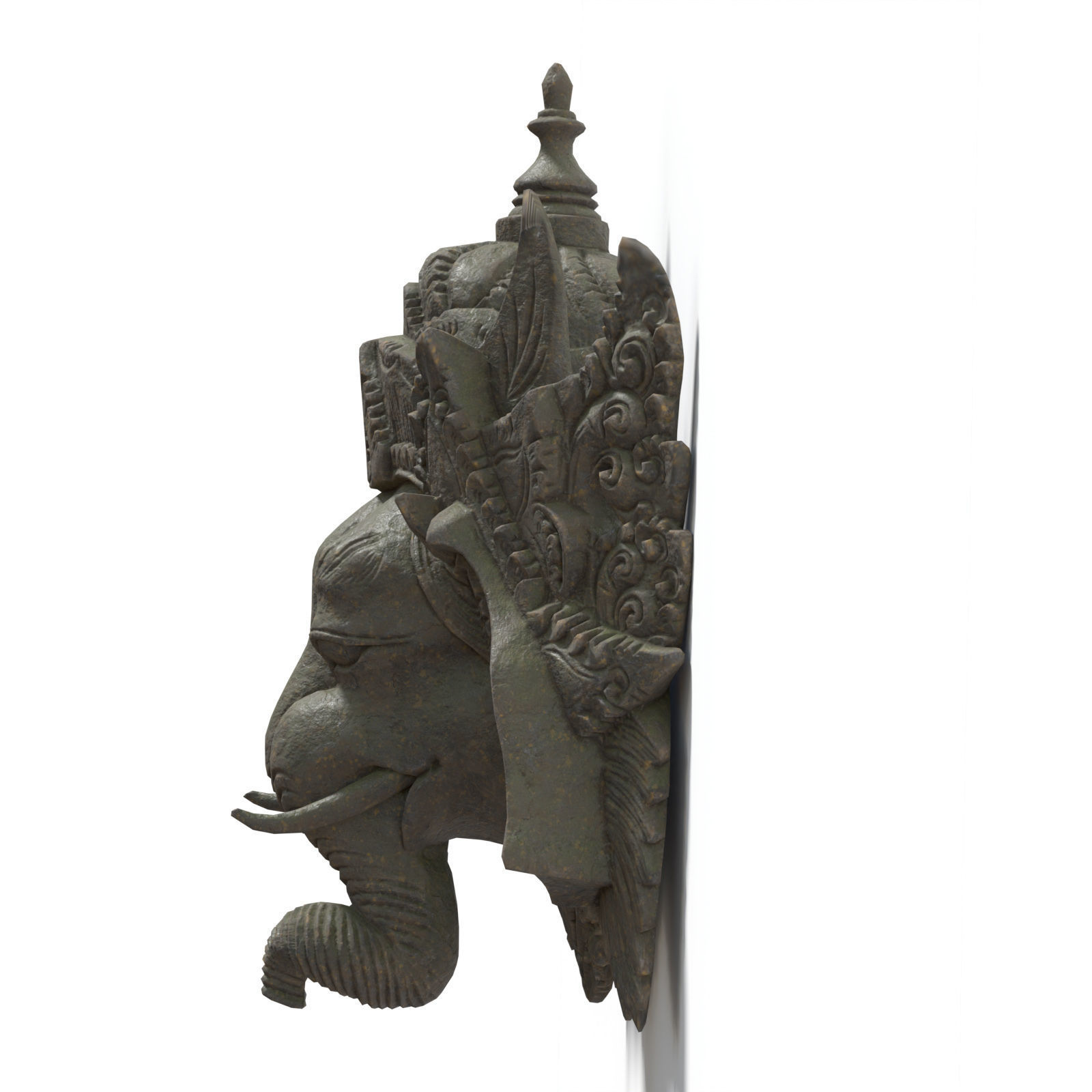 Bronze and Stone Ganesha Masks Low-poly 3D model_9