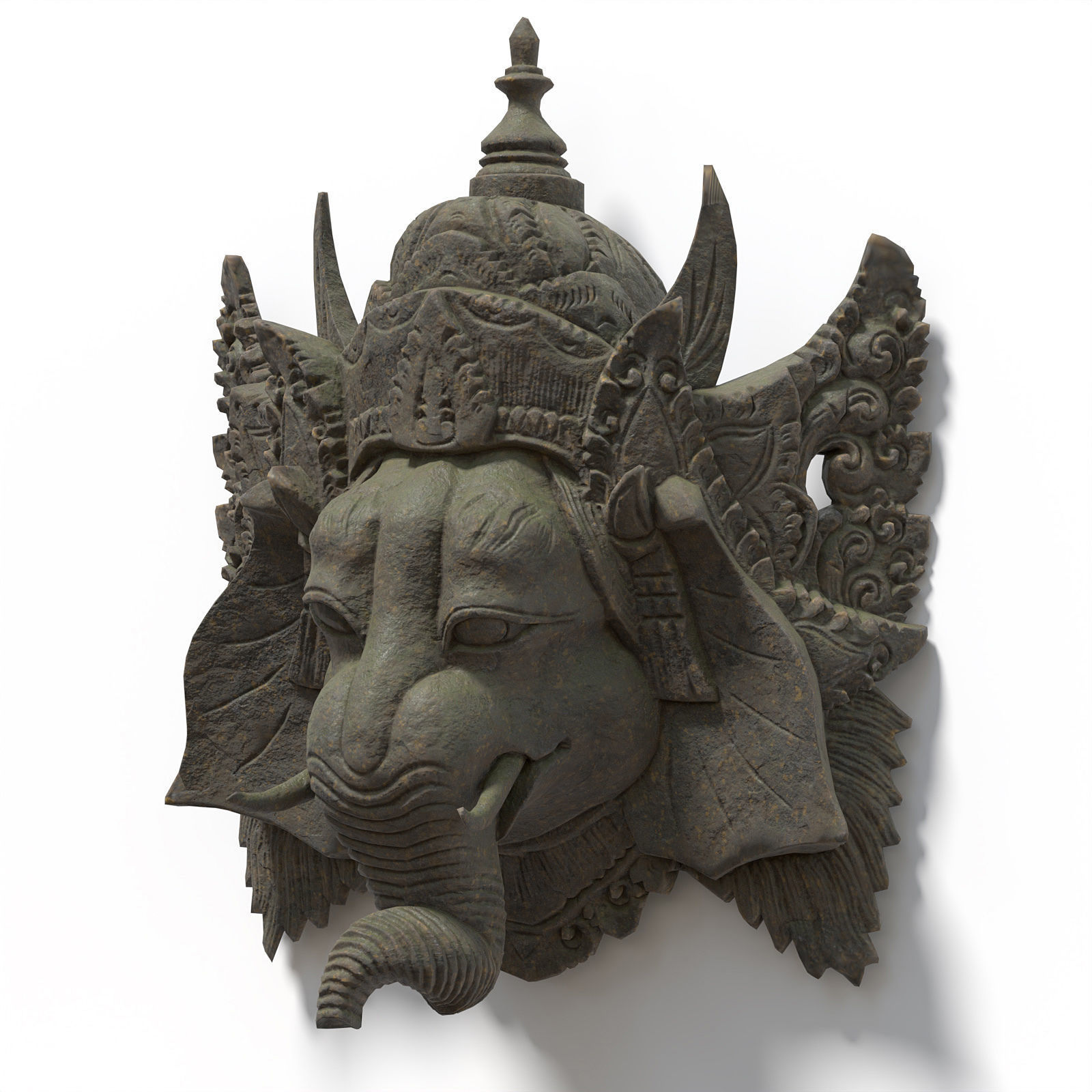 Bronze and Stone Ganesha Masks Low-poly 3D model_7